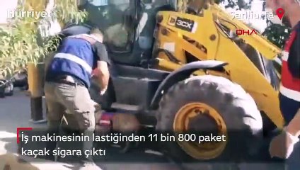 İş makinesinin lastiğinden 11 bin 800 paket kaçak sigara çıktı