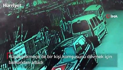 Komşusunu dövmek için balkondan atladı