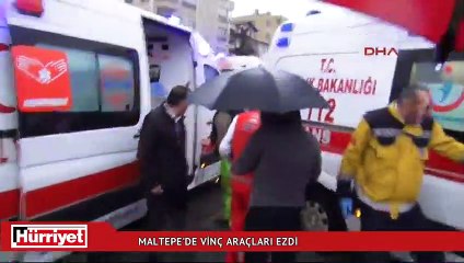 Maltepe'de vinçli kamyon 8 aracı ezdi