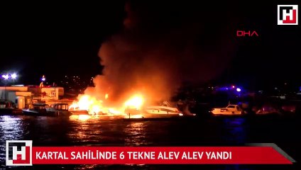 Kartal'da 6 tekne alev alev yandı!