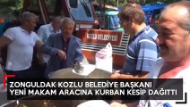 Zonguldak Kozlu Belediye Başkanı, yeni makam aracı için kestirdiği kurbanın etini personele dağıttı