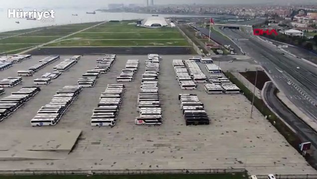 Yüzlerce otobüs Yenikapı miting alanında