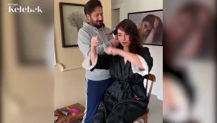 Öykü Gürman'ın saçları sevgilisine emanet: Acemi kuaför