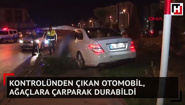 Kontrolünden çıkan otomobil, ağaçlara çarparak durabildi