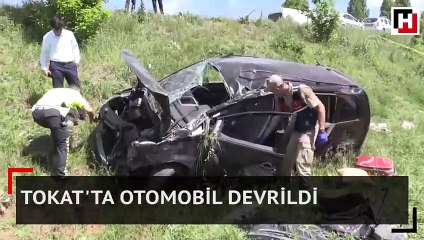 Tokat'ta otomobil devrildi