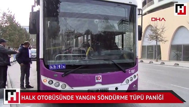 Halk otobüsünde yangın söndürme tüpü paniği