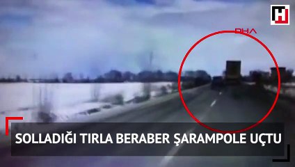 Sollamak istediği TIR'ı da şarampole yuvarlandı