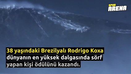 24 metrelik dev dalgada sörf yapan Brezilyalı Rodrigo Koxa, nefes kesti!