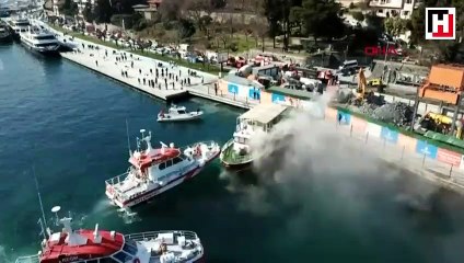 Korku dolu anlar! Sarıyer'de tekne yangını