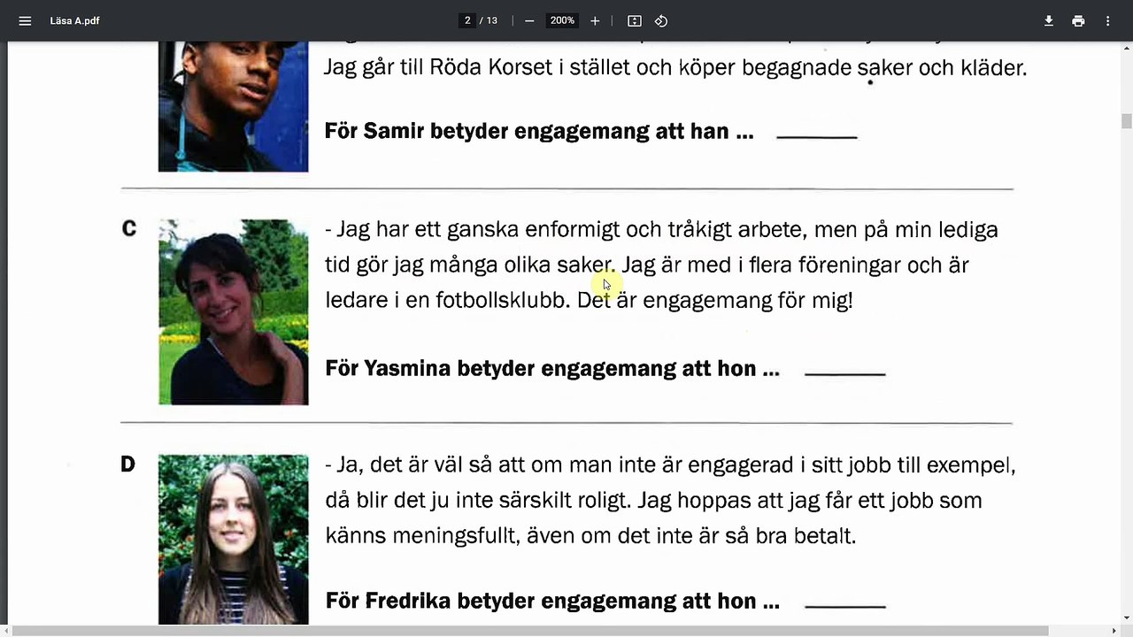 Nationella prov Läsförståelse Sfi Kurs D 2012 - اختر الإجابة الصحيحة و اجابة عالاسئلة بسهولة