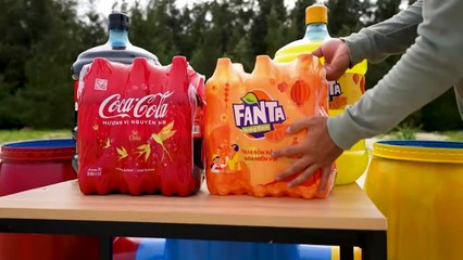 EXPERIMENT_ Big Toothpaste Eruption from Giant Coca-Cola vs Mentos and Fanta
