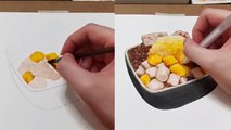 IMPRESSIVE 'time-lapse photography of watercolor painting process' of fruit bowl