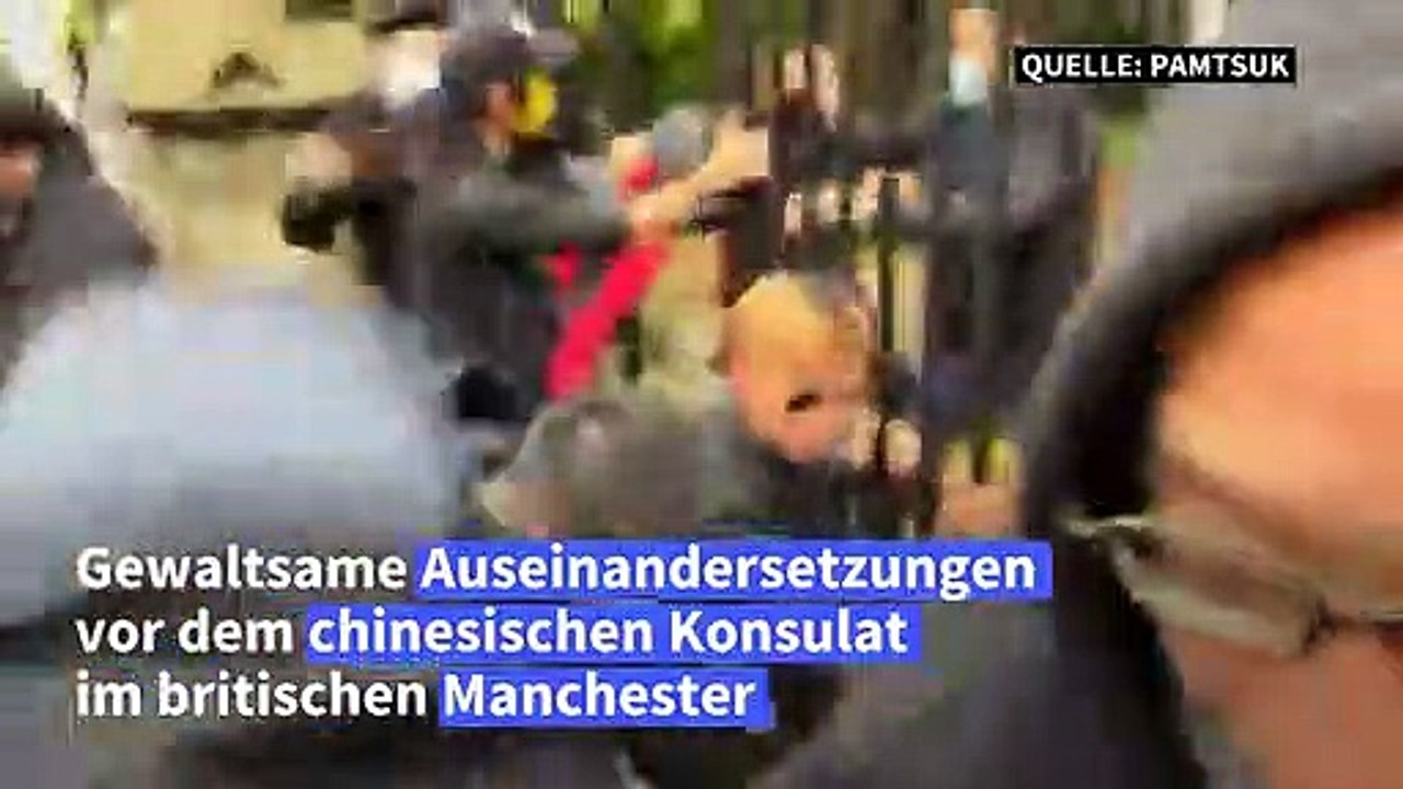 Manchester: Demonstranten vor chinesischem Konsulat verprügelt