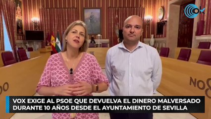 Vox exige al PSOE que devuelva el dinero malversado durante 10 años desde el Ayuntamiento de Sevilla