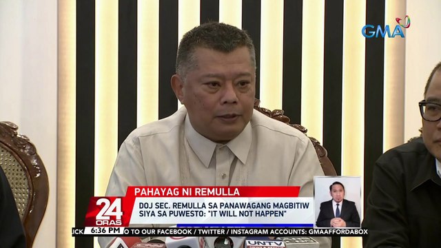 DOJ Sec. Remulla sa panawagang magbitiw siya sa puwesto: it will not happen | 24 Oras