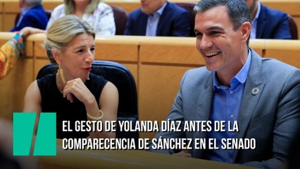 El gesto de Yolanda Díaz antes de la comparecencia de Sánchez en el Senado