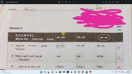 Nivåbedömnning grammatik Sfi - امتحان تحديد مستوی قواعد سويدية اسفي