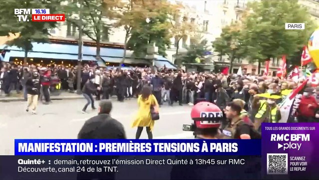 Contre la vie chère : Images des incidents de la manifestation à Paris du 18 octobre 2022 à Paris avec les incidents qui écaltent