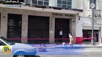 Por desprendimiento, PC acordona edificio en el centro de Veracruz