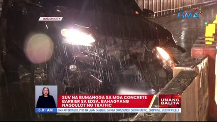 SUV na bumangga sa mga concrete barrier sa EDSA, bahagyang nagdulot ng traffic | UB