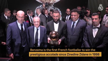 Descargar video: Benzema enjoys unforgettable night at 2022 Ballon d'Or Awards