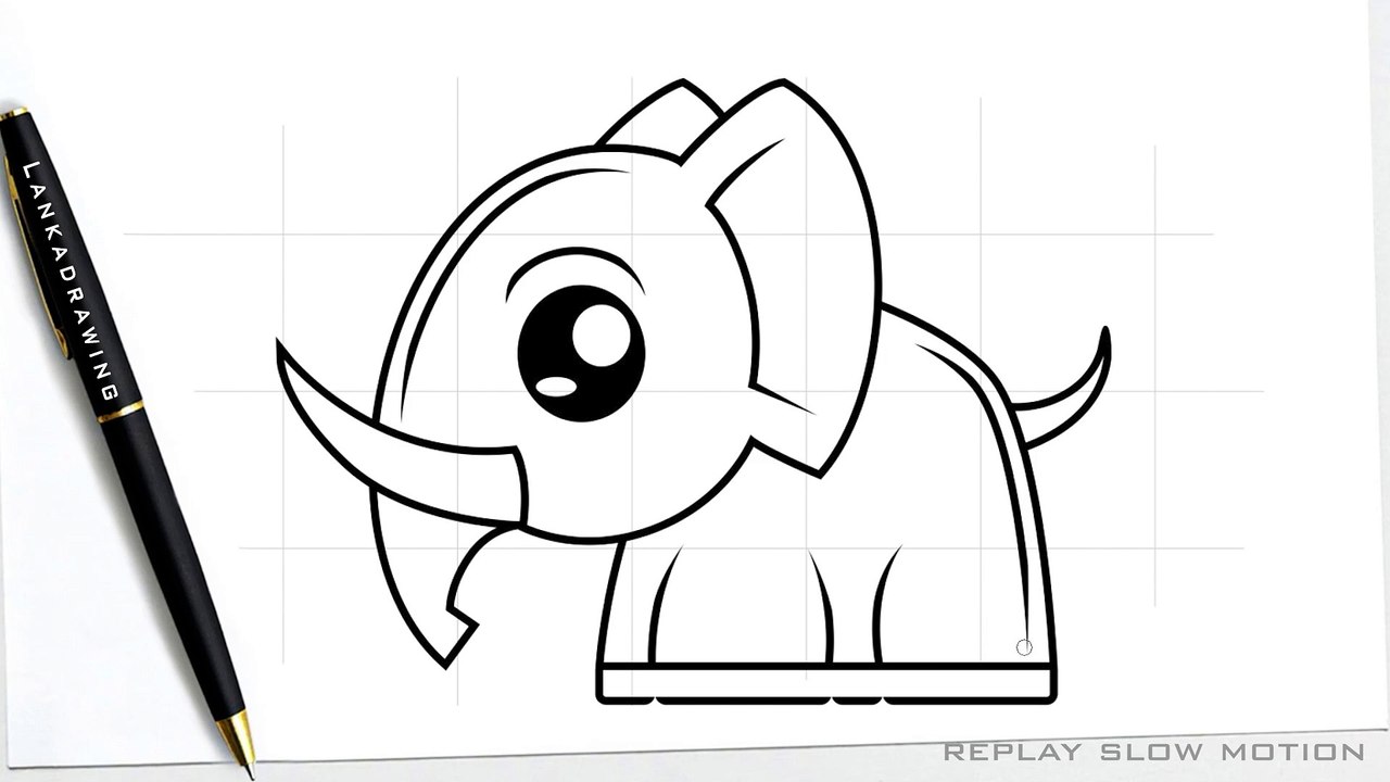 easy way to draw cute elephant animal 1
