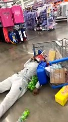 Shopping Cart Tips Over With Acrobatic Stunt