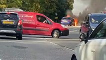 Dramatic footage shows car engulfed in flames in Hordean - Video by Penny Plimmer