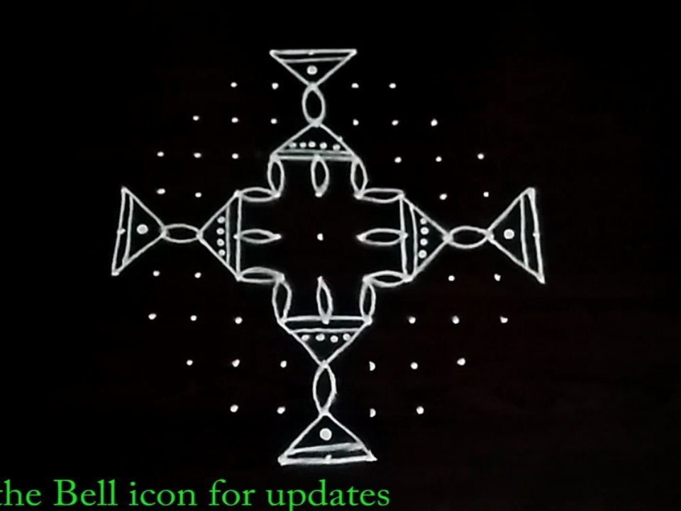 8 diyas rangoli design - Vilakku kolam - Deepam Muggu - Diwali Rangoli designs