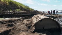 شاهد: العثور على سفينة قديمة في قاع نهر المسيسيبي بعد انخفاض منسوب المياه فيه