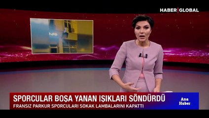 Fransa'da parkur sporcuları sokak lambalarını kapattı