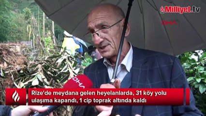 Rize'de meydana gelen heyelanlarda 31 köy yolu kapandı
