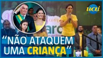 Michelle Bolsonaro chora ao falar de ataque à filha