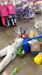 Shopping Cart Tips Over With Acrobatic Stunt