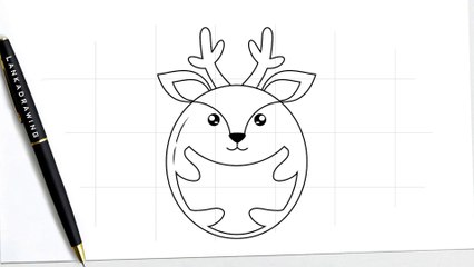 easy way to draw a simple  deer with a circle