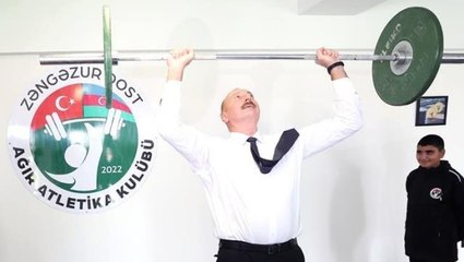 60'lık Aliyev halter kaldırdı, Cumhurbaşkanı Erdoğan şaşkınlıkla izledi