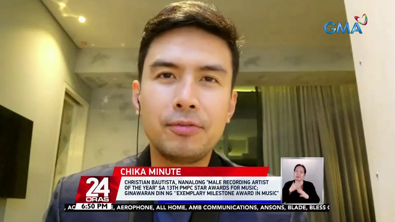 Christian Bautista, nanalong "Male Recording Artist of the Year" sa 13th PMPC Star Awards for Music; ginawaran din ng ''Exemplary Milestone Award in Music" | 24 Oras