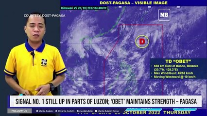 Signal No. 1 still up in parts of Luzon; ‘Obet’ maintains strength – PAGASA