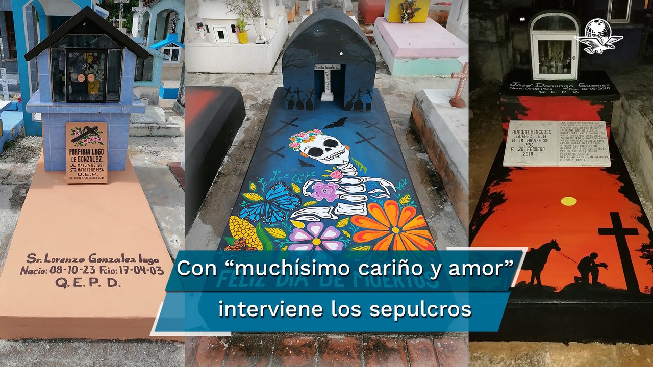 Por Día de Muertos, joven “tunea” la tumba de su abuelita; su trabajo se hace viral