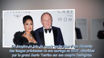 Salma Hayek mariée en bustier satiné à François-Henri Pinault  photos jamais vues et magnifiques dé