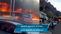 Se desata el infierno en Aguascalientes, todo porque pensó que podía ganarle al tren