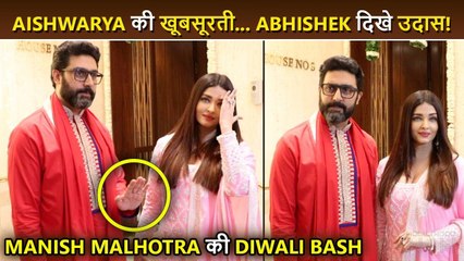 Download Video: Aishwarya Looks Super Gorgeous, Abhishek Is Not In A Mood At Manish Malhotra Diwali Bash