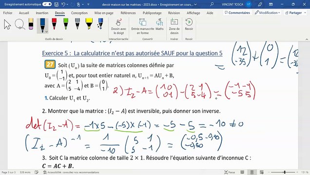 Correction DM maths expertes - Exercice 5 - suite de matrices colonnes