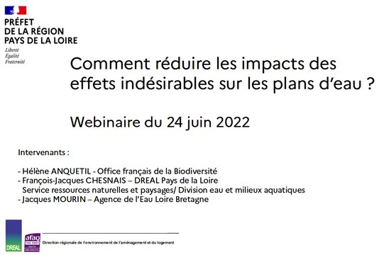 Quelles solutions pour réduire les impacts des plans d'eau ? (DREAL Pays de la Loire)