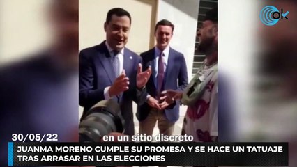 Juanma Moreno cumple su promesa y se hace un tatuaje tras arrasar en elecciones