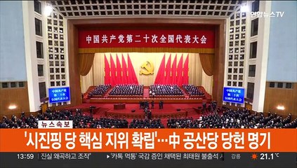 [속보] '시진핑 당 핵심 지위 확립'…中 공산당 당헌 명기