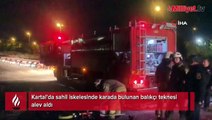 Kartal’da yanan balıkçı teknesini itfaiye ekipleri söndürdü