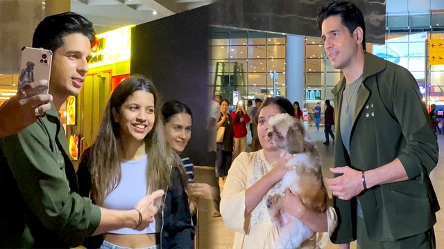 एयरपोर्ट पर फैंस के बीच सिद्धार्थ मल्होत्रा ने दिए सेल्फी पोज