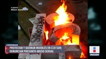 Queman muebles en CCH Sur por caso de abuso sexual