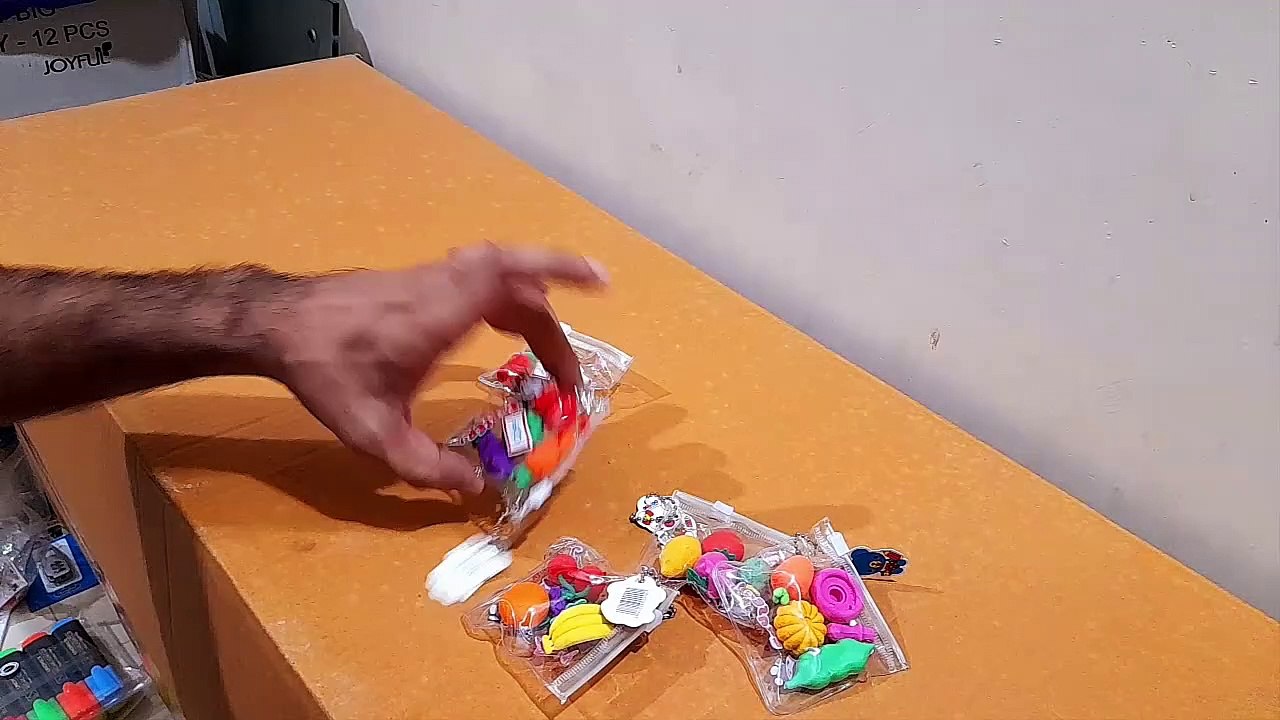 Unboxing and Review of Fancy vegetables and fruits shape eraser